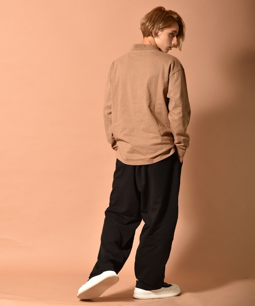 Starting Over（スターティングオーバー）の「OE天竺モックネックロングスリーブTシャツ　くすみカラー（Tシャツ/カットソー・メンズ・ブラック/ベージュ/パープル/ホワイト/テラコッタ/ライトベージュ/サックスブルー/ライトパープル/チャコール/グリーン・M/L/XL）」の16枚目の写真
