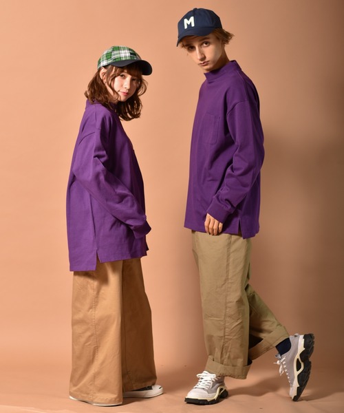 Starting Over（スターティングオーバー）の「OE天竺モックネックロングスリーブTシャツ　くすみカラー（Tシャツ/カットソー・メンズ・ブラック/ベージュ/パープル/ホワイト/テラコッタ/ライトベージュ/サックスブルー/ライトパープル/チャコール/グリーン・M/L/XL）」の11枚目の写真