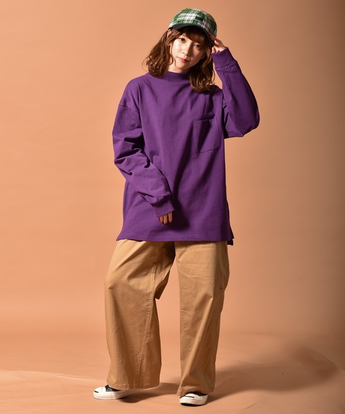 Starting Over（スターティングオーバー）の「OE天竺モックネックロングスリーブTシャツ　くすみカラー（Tシャツ/カットソー・メンズ・ブラック/ベージュ/パープル/ホワイト/テラコッタ/ライトベージュ/サックスブルー/ライトパープル/チャコール/グリーン・M/L/XL）」の14枚目の写真