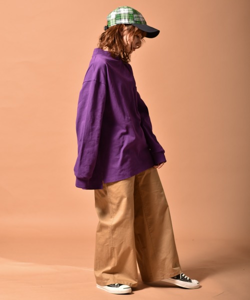 Starting Over（スターティングオーバー）の「OE天竺モックネックロングスリーブTシャツ　くすみカラー（Tシャツ/カットソー・メンズ・ブラック/ベージュ/パープル/ホワイト/テラコッタ/ライトベージュ/サックスブルー/ライトパープル/チャコール/グリーン・M/L/XL）」の13枚目の写真