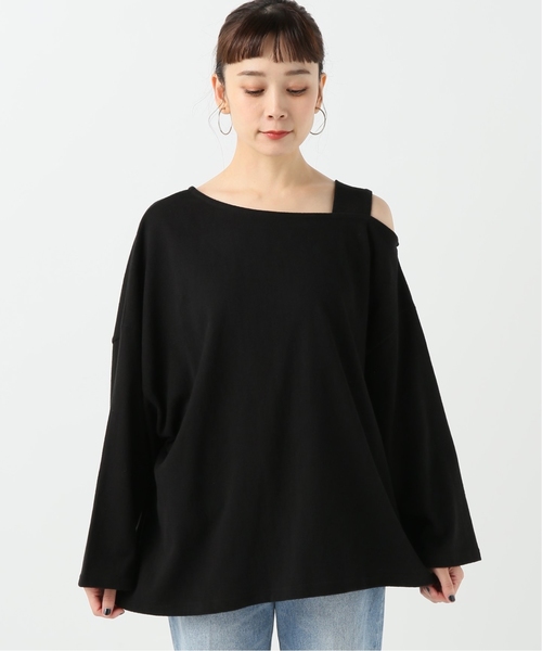 JOURNAL STANDARD relume(ジャーナルスタンダード レリューム)の「ワンショルビッグトップス(Tシャツ/カットソー・レディース・ブラック/アイボリー・FREE)」の6枚目の写真