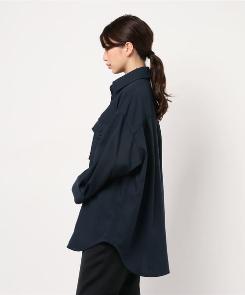 journal standard L'essage（ジャーナルスタンダードレサージュ）の「ハードオックスシャツ（シャツ/ブラウス・レディース・ネイビー/ブラウン・FREE）」の3枚目の写真