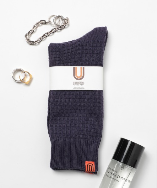 UNIVERSAL OVERALL（ユニバーサルオーバーオール）の「【UNIVERSAL OVERALL】USAコットンワッフルクルーソックス 靴下 LU-005A LU-403A（ソックス/靴下・メンズ・ブラック/ネイビー/グレー/レッド/オフホワイト/ベージュ/パープル・FREE/S）」の6枚目の写真