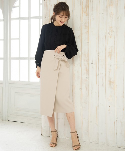 DRAWER ドゥロワー スカート 2点セット】ブルータイトスカート/リボン