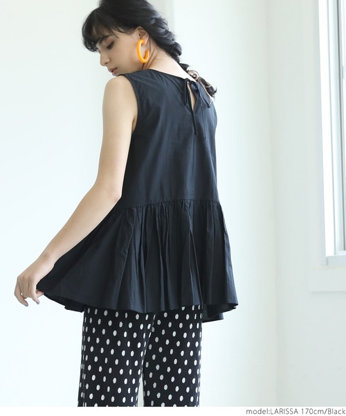 coca（coca）（コカ）の「ふんわりシルエットノースリーブギャザーブラウス（シャツ/ブラウス・レディース・ブラック/ホワイト・ONE SIZE）」の18枚目の写真