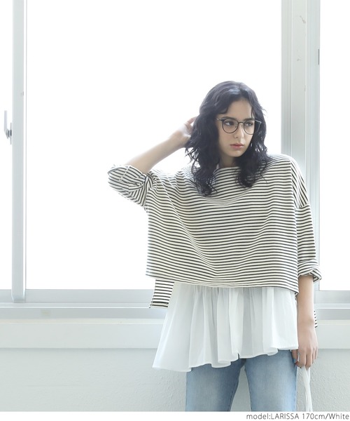 coca（coca）（コカ）の「ふんわりシルエットノースリーブギャザーブラウス（シャツ/ブラウス・レディース・ブラック/ホワイト・ONE SIZE）」の11枚目の写真