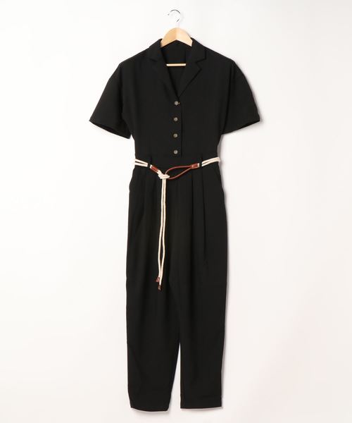 ＪＵＧＬＡＮＳ（ユグランス）の「ツイル ベルト付きオールインワン（つなぎ/オールインワン・レディース・ベージュ/ブラック/サンドベージュ・FREE）」の2枚目の写真