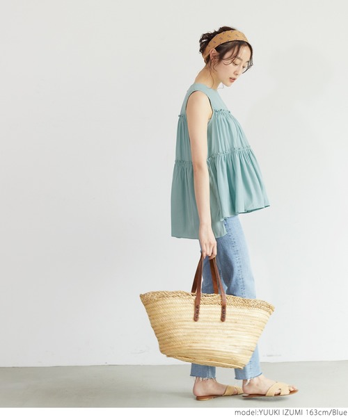 coca（coca）（コカ）の「ティアードノースリーブブラウス（シャツ/ブラウス・レディース・ピンク/ブルー・ONE SIZE）」の9枚目の写真