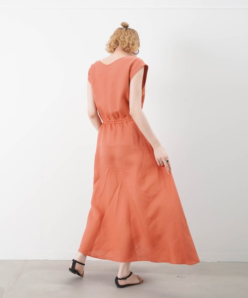 フレンチワンピース ワンピース Luca Lady チロン チロン Chironn Luca ルカ レディラックルカ のファッション Luca Lady ウエストギャザー ワンピース ドレス Luck セール 麻混