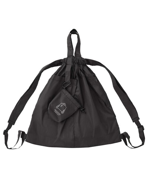 TRAVEL SHOP MILESTO(トラベルショップミレスト)の「MILESTO ミレスト MILESTO UTILITY パッカブル2WAY ナップサック バックパック(エコバッグ/サブバッグ・レディース・ブラック/ベージュ/パープル/ネイビー/イエロー/ブルーグリーン/レッド・フリ-)」の2枚目の写真