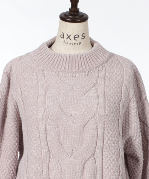 axes femme（アクシーズファム）の「ベロアモールロングニット（ニット/セーター・レディース・ブルー/モカ/ラベンダー/グレイッシュベージュ・MEDIUM）」の16枚目の写真