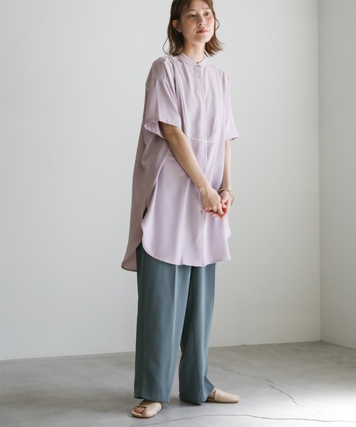select MOCA(セレクトモカ)の「2021 SS ジョーゼットパイピングブザムシャツ(シャツ/ブラウス・レディース・オフホワイト/ライトグリーン/ライトパープル・FREE)」の5枚目の写真