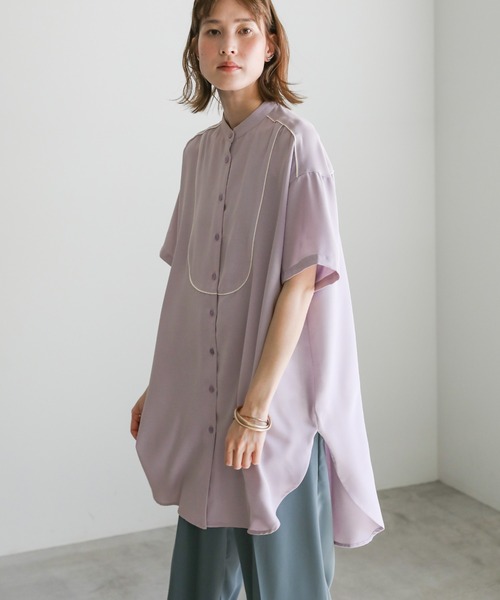 select MOCA(セレクトモカ)の「2021 SS ジョーゼットパイピングブザムシャツ(シャツ/ブラウス・レディース・オフホワイト/ライトグリーン/ライトパープル・FREE)」の13枚目の写真