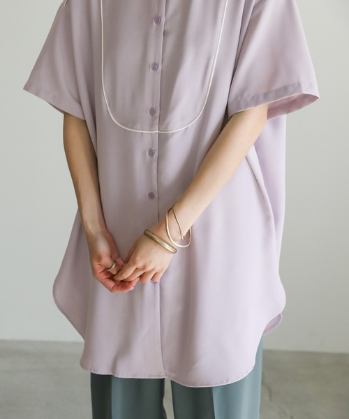select MOCA(セレクトモカ)の「2021 SS ジョーゼットパイピングブザムシャツ(シャツ/ブラウス・レディース・オフホワイト/ライトグリーン/ライトパープル・FREE)」の16枚目の写真
