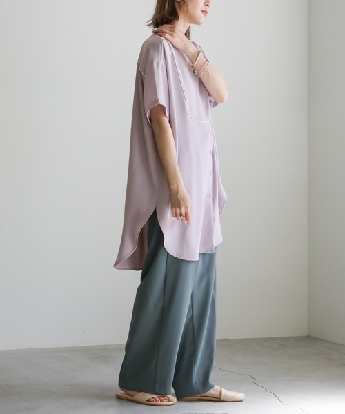 select MOCA(セレクトモカ)の「2021 SS ジョーゼットパイピングブザムシャツ(シャツ/ブラウス・レディース・オフホワイト/ライトグリーン/ライトパープル・FREE)」の12枚目の写真
