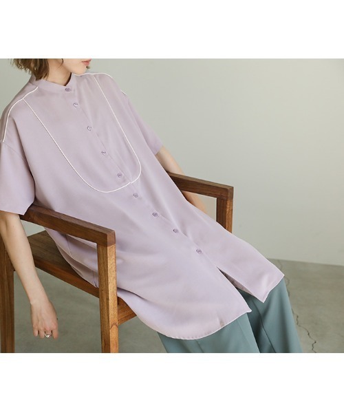 select MOCA(セレクトモカ)の「2021 SS ジョーゼットパイピングブザムシャツ(シャツ/ブラウス・レディース・オフホワイト/ライトグリーン/ライトパープル・FREE)」の14枚目の写真