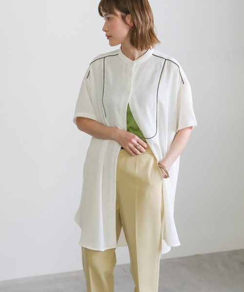select MOCA(セレクトモカ)の「2021 SS ジョーゼットパイピングブザムシャツ(シャツ/ブラウス・レディース・オフホワイト/ライトグリーン/ライトパープル・FREE)」の11枚目の写真