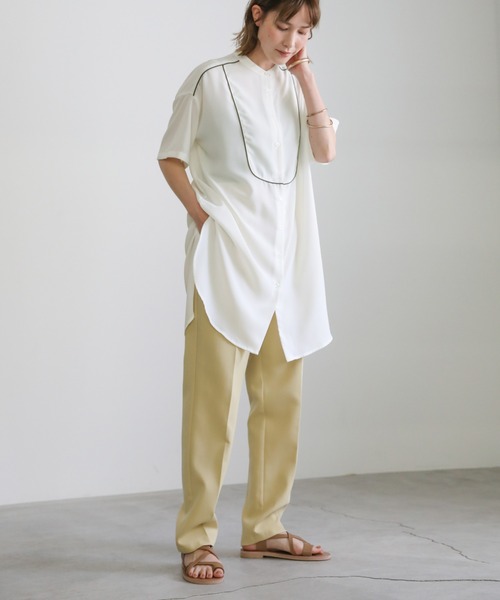 select MOCA(セレクトモカ)の「2021 SS ジョーゼットパイピングブザムシャツ(シャツ/ブラウス・レディース・オフホワイト/ライトグリーン/ライトパープル・FREE)」の7枚目の写真