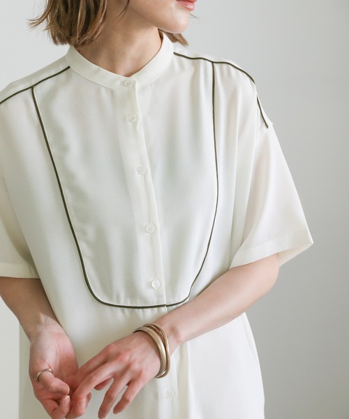 select MOCA(セレクトモカ)の「2021 SS ジョーゼットパイピングブザムシャツ(シャツ/ブラウス・レディース・オフホワイト/ライトグリーン/ライトパープル・FREE)」の10枚目の写真