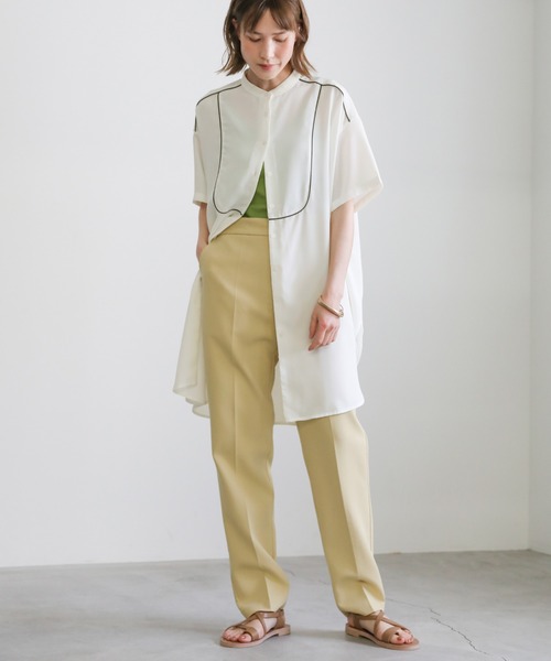 select MOCA(セレクトモカ)の「2021 SS ジョーゼットパイピングブザムシャツ(シャツ/ブラウス・レディース・オフホワイト/ライトグリーン/ライトパープル・FREE)」の4枚目の写真
