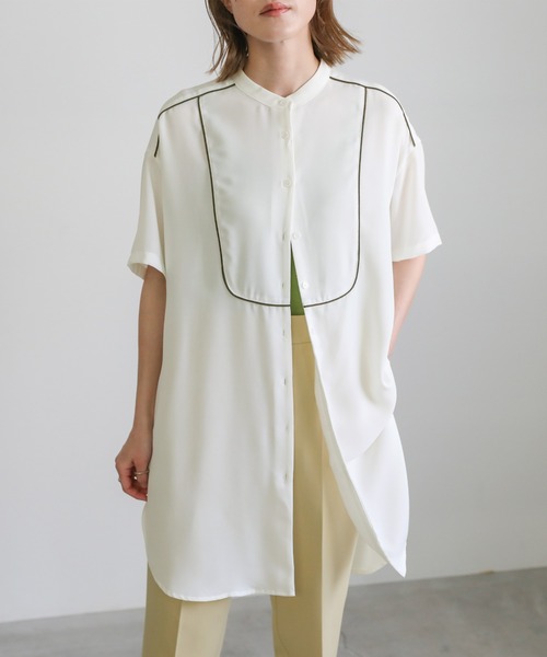 select MOCA(セレクトモカ)の「2021 SS ジョーゼットパイピングブザムシャツ(シャツ/ブラウス・レディース・オフホワイト/ライトグリーン/ライトパープル・FREE)」の9枚目の写真
