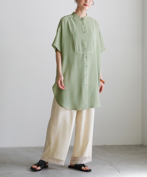 select MOCA(セレクトモカ)の「2021 SS ジョーゼットパイピングブザムシャツ(シャツ/ブラウス・レディース・オフホワイト/ライトグリーン/ライトパープル・FREE)」の17枚目の写真