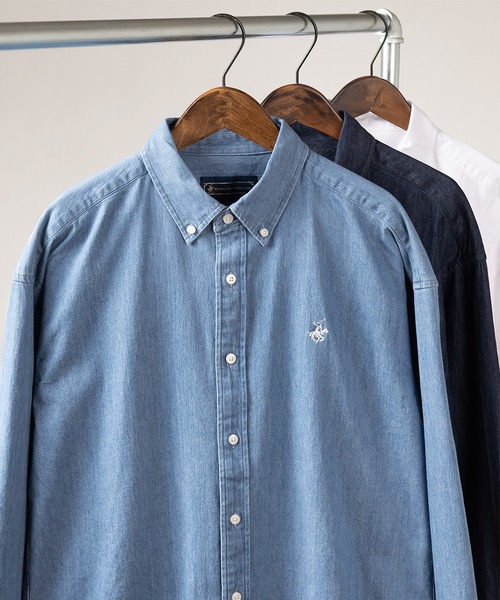 BEVERLY HILLS POLO CLUB（ビバリーヒルズポロクラブ）の「【71】【BEVERLY HILLS POLO CLUB/ビバリーヒルズポロクラブ】オーバーサイズ ワンポイント 刺繍 ボタンダウンシャツ（シャツ/ブラウス・レディース・クリーム/ホワイト/ワイン/ベージュ/ダークブルー/サックスブルー/キャメル/ネイビー/ブルー系その他/スミクロ/インディゴブルー/ライトインディゴブルー/イエロー系その他/ライトイエロー/ブラック/ブルー系その他2/ホワイト系その他/ミント/ブルー系その他3/ダークインディゴブルー/ライトブルー/ブルーパープル/ストライプ/カーキ/ネイビー系/ネイビー系1/ベージュ系/ベージュ系1/ホワイト系/ブラック系/ブルー系/ブルー系1・L/XL/M）」の13枚目の写真