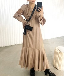 Ameri | FLARE SATIN DRESS(ワンピース)