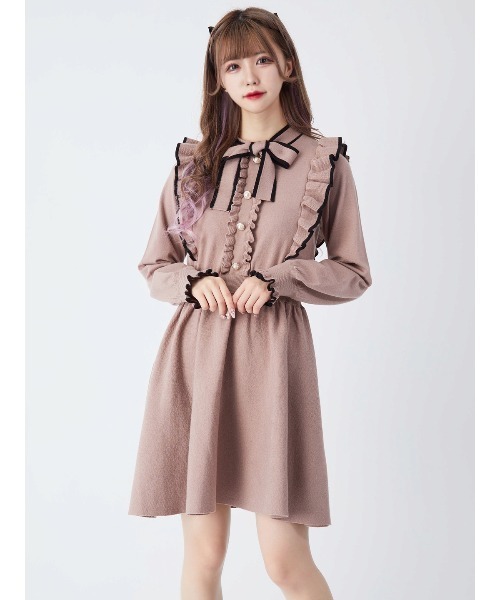 Ank ワンピースリボンタイフレアーニットop ワンピース Ank Rouge アンクルージュ のファッション