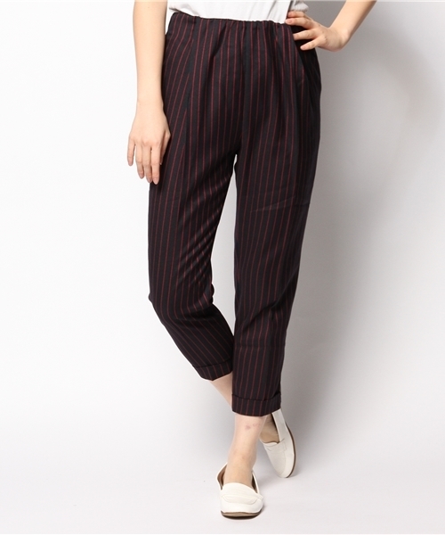 CIAOPANIC(チャオパニック)の「【Ciaopanic】ストライプウエストギャザータックパンツ(その他パンツ・レディース・グリーン/ホワイト/ブラック/レッド・SMALL/MEDIUM)」の1枚目の写真