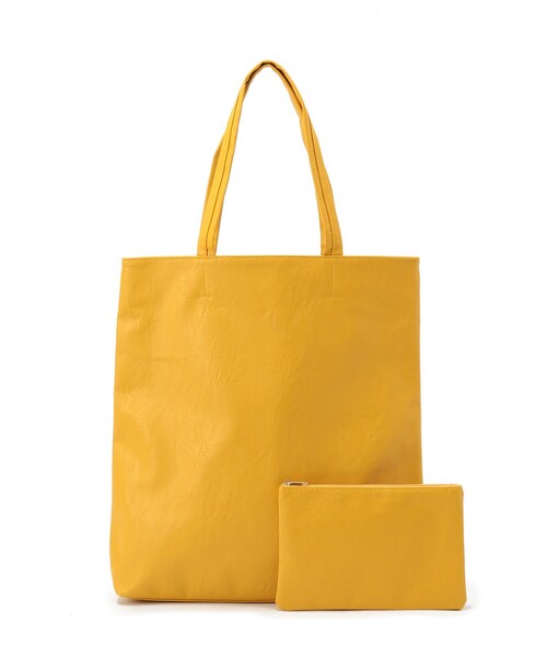 SHOO・LA・RUE（シューラルー）の「◆【洗える】ポーチ付合皮シンプルトート（トートバッグ・レディース・ブラック/イエロー/ナチュラル/ベージュ/ピンク系/ブルー・00）」の6枚目の写真