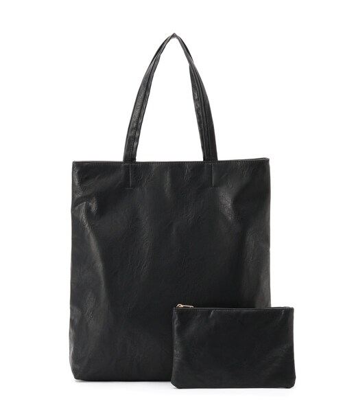 SHOO・LA・RUE（シューラルー）の「◆【洗える】ポーチ付合皮シンプルトート（トートバッグ・レディース・ブラック/イエロー/ナチュラル/ベージュ/ピンク系/ブルー・00）」の2枚目の写真