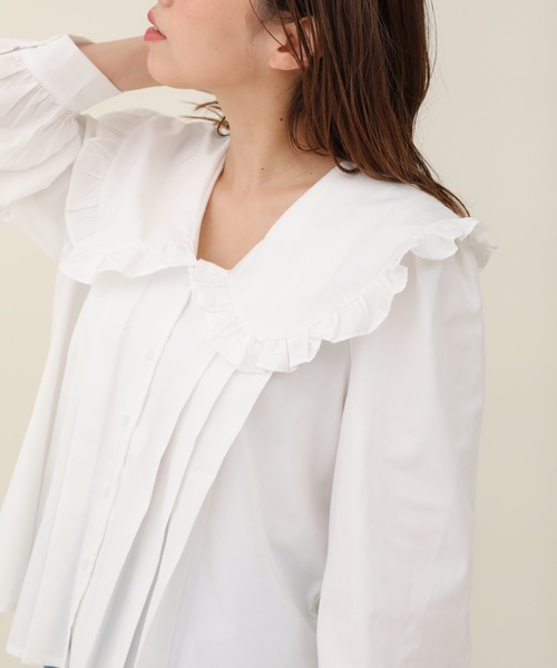 sakishimatokyo（サキシマトーキョー）の「【ZOZO限定】サキシマamp「ビックカラープリーツデザインノボリューム袖ブラウス」（シャツ/ブラウス・レディース・ホワイト・FREE）」の4枚目の写真