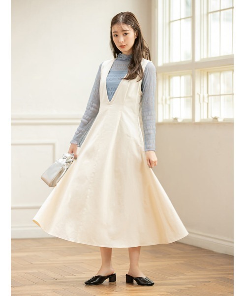 fifth（フィフス）の「深Vネックコットンジャンパースカート（ワンピース・レディース・ホワイト/ネイビー・MEDIUM）」の14枚目の写真