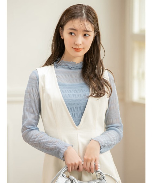 fifth（フィフス）の「深Vネックコットンジャンパースカート（ワンピース・レディース・ホワイト/ネイビー・MEDIUM）」の21枚目の写真