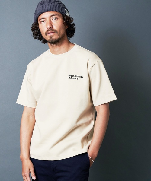 Magine(マージン)の「"While Showing Deference"W KNIT TEE S/S:ダブルニット 刺繍入り Tシャツ(Tシャツ/カットソー・メンズ・ホワイト/ブラック/ベージュ/グレー/オリーブ・44/46/48)」の7枚目の写真
