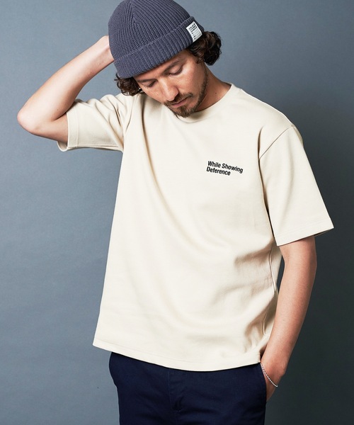 Magine(マージン)の「"While Showing Deference"W KNIT TEE S/S:ダブルニット 刺繍入り Tシャツ(Tシャツ/カットソー・メンズ・ホワイト/ブラック/ベージュ/グレー/オリーブ・44/46/48)」の12枚目の写真