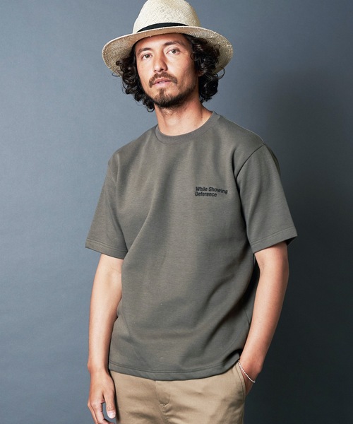 Magine(マージン)の「"While Showing Deference"W KNIT TEE S/S:ダブルニット 刺繍入り Tシャツ(Tシャツ/カットソー・メンズ・ホワイト/ブラック/ベージュ/グレー/オリーブ・44/46/48)」の20枚目の写真