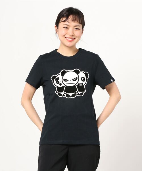 tシャツ HIPANDA ハイパンダ レディース トリオロゴ・プリント ベーシック 半袖Tシャツ レディース HIPANDA tシャツ ハイパンダ レディース トリオロゴ・プリント