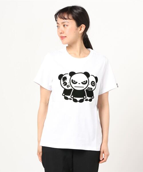 HIPANDA（ハイパンダ）の「HIPANDA ハイパンダ レディース トリオロゴ・プリント ベーシック 半袖Tシャツ（Tシャツ/カットソー・レディース・ブラック/ホワイト・MEDIUM/LARGE/X-LARGE）」の3枚目の写真