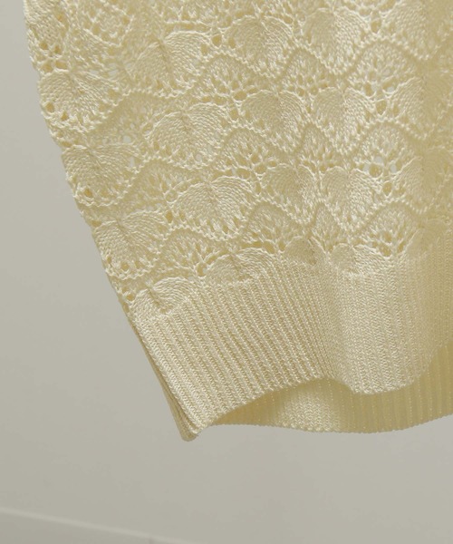 Chillfar（チルファー）の「深ネック鍵編みニットベスト（ベスト・レディース・ブラック/アイボリー/カーキブラウン/ライトイエロー/グレイッシュベージュ/グリーン/オレンジ・FREE）」の11枚目の写真