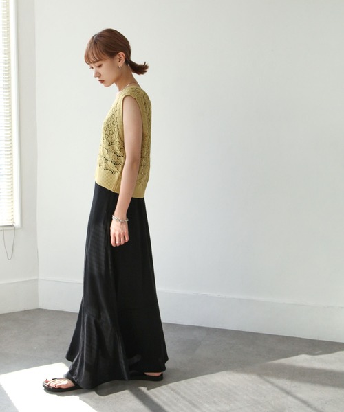 Chillfar（チルファー）の「深ネック鍵編みニットベスト（ベスト