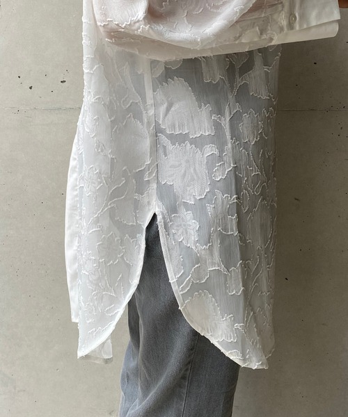 CAPRICIEUX LE'MAGE（カプリシューレマージュ）の「シアージャガードバックリボンシャツ（シャツ/ブラウス・レディース・ホワイト/ブラック・FREE）」の10枚目の写真