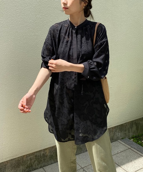 CAPRICIEUX LE'MAGE（カプリシューレマージュ）の「シアージャガードバックリボンシャツ（シャツ/ブラウス・レディース・ホワイト/ブラック・FREE）」の15枚目の写真