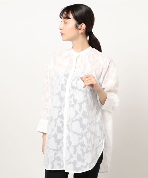 CAPRICIEUX LE'MAGE（カプリシューレマージュ）の「シアージャガードバックリボンシャツ（シャツ/ブラウス・レディース・ホワイト/ブラック・FREE）」の21枚目の写真