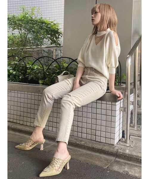 MURUA（ムルーア）の「ハイウエストクラッシュスキニーパンツ（デニムパンツ・レディース・ライトグレー・0/1/2）」の13枚目の写真