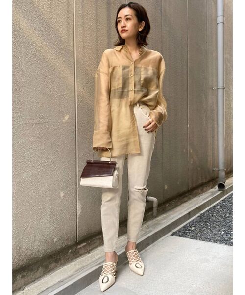 MURUA（ムルーア）の「ハイウエストクラッシュスキニーパンツ（デニムパンツ・レディース・ライトグレー・0/1/2）」の4枚目の写真