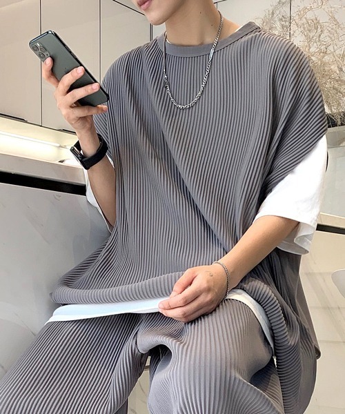 neos（ネオス）の「【neos -addictive design-】ビッグシルエット プリーツ ドロップショルダー ベスト（ベスト・メンズ・ブラック/グレー/ブルー/グレイッシュベージュ・MEDIUM/LARGE）」の15枚目の写真