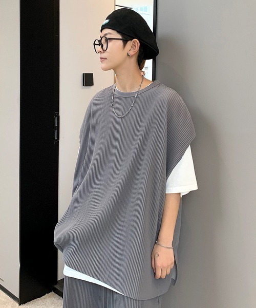 neos（ネオス）の「【neos -addictive design-】ビッグシルエット プリーツ ドロップショルダー ベスト（ベスト・メンズ・ブラック/グレー/ブルー/グレイッシュベージュ・MEDIUM/LARGE）」の13枚目の写真