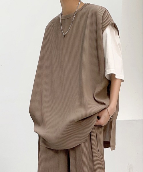 neos（ネオス）の「【neos -addictive design-】ビッグシルエット プリーツ ドロップショルダー ベスト（ベスト・メンズ・ブラック/グレー/ブルー/グレイッシュベージュ・MEDIUM/LARGE）」の6枚目の写真